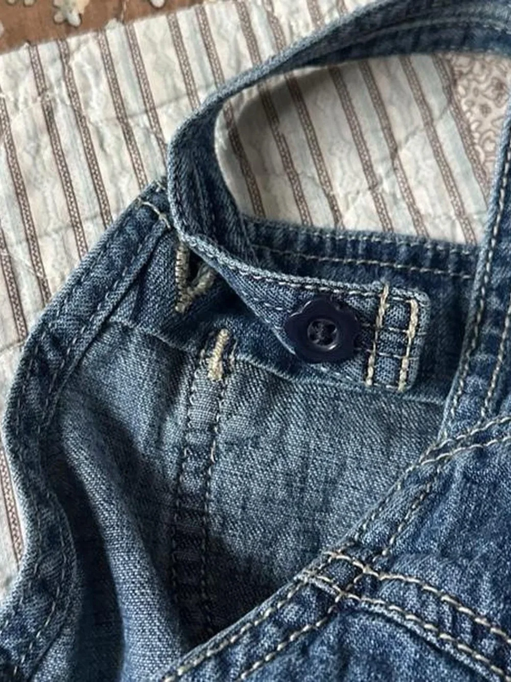 Oshkosh B'gosh blue denim embroidered short overalls